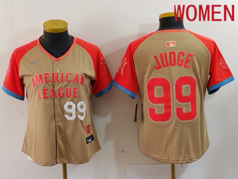 Women New York Yankees #99 Judge Orange All star 2024 Nike MLB Jersey style 3